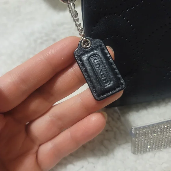 Coach Black Perforated Leather Wristlet - Picture 4 of 7